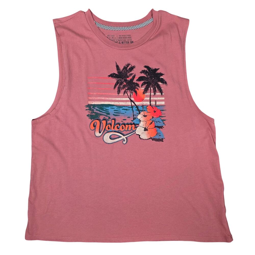 Volcom Stone Heart Tank XL Hazey Pink Organic Cotton Muscle Tee NWT